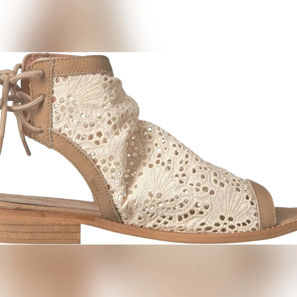 Musse & Cloud Ainee Eyelet/leather Lace-Up Back Sandals Size 8 LNIB